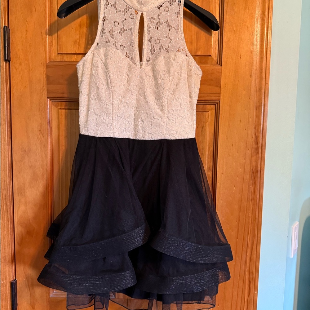 Xtraordinary Black and Cream Lace Kids Dress